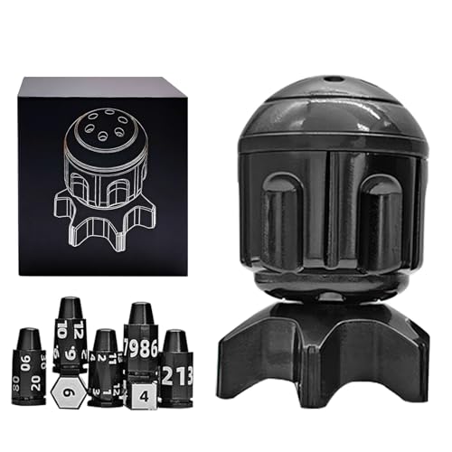 Roulette Dice Spinner for DND Dice Set, 7 Metallic Polyhedral D&D Dice with Gift Case for DND Game, RPG Role Playing Table Game Gifts (Black) - color: Black