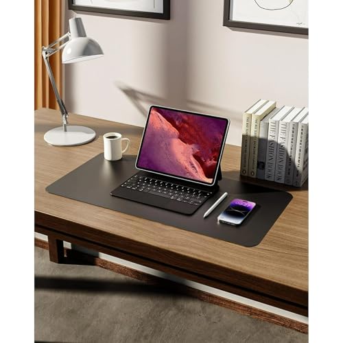 Desk Pad, Leather Non-Slip Laptop Computer Desk Keyboard Mat, Table Protector Blotter Mat, Large Mouse Pad (24" x 12")-Dark Blue - color: Dark Blue