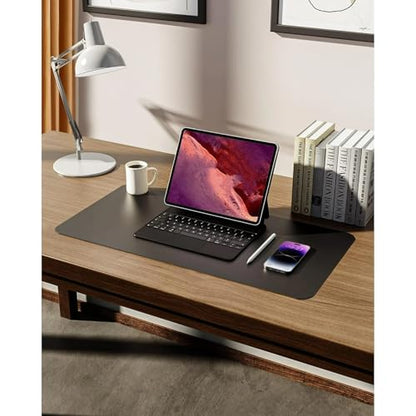 Desk Pad, Leather Non-Slip Laptop Computer Desk Keyboard Mat, Table Protector Blotter Mat, Large Mouse Pad (24" x 12")-Dark Blue - color: Dark Blue