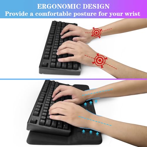 Computer Keyboard Stand with Wrist Rest, Ergonomic Tilted Keyboard Holder - Keyboard Riser with Wrist Pad - Keyboard Tray Support for Office Home - Black - color: Keyboard Stand - Black