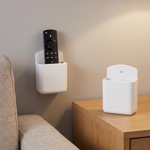 2 PCS Remote Control Holder Wall Mount, TV Remote Control Holder, Self Adhesive Pen Holder Organizers and Accessories for Home Office School (4, White-4Pcs) - color: Set of 4-White