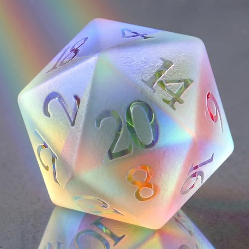 Natural Iridescent Glass Dice Set, 7-Piece Handcrafted Polyhedral Dice with Gold Engraving, Ideal for D&D, RPG, MTG & Tabletop Games, Gift Box Included (Iridescent Glass) - color: Iridescent Glass