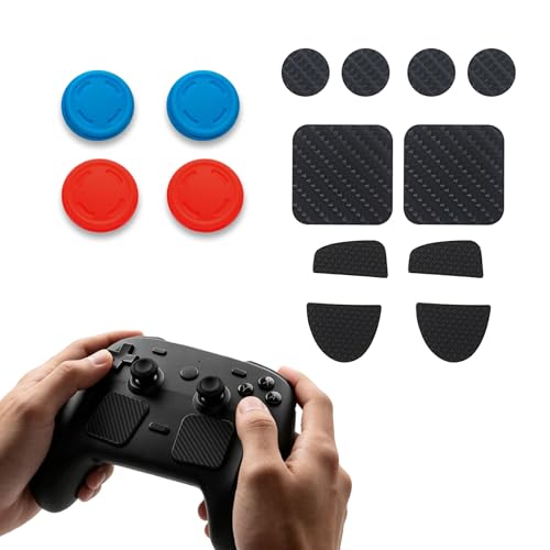 Flexible Silicone Grip Set for Steam Controller 2 2026 Joystick Caps Touchpad Protective Film Sticker and Rear Button Stickers Anti-sweat Reducing Finger Fatigue Improving Comfort Wear--proof Upgrade Kit (Blue and Orange) - color: Blue and Orange