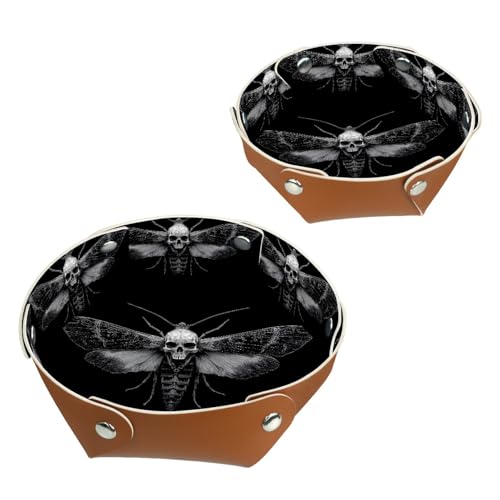 2Pcs PU Dice Holder Folding for RPG DND Table Games, Dice Trays Storage Box Portable Folding Rolling Dice Tray, Moth Skull Black - color: Multi 7
