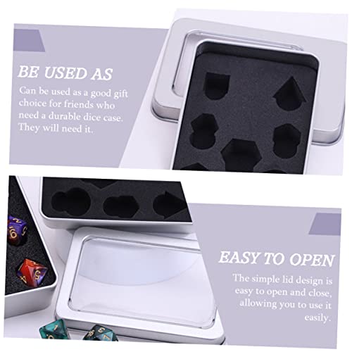 Metal Dice Storage Box with Foam Liners Portable Rectangular Tin Case for Dice Lightweight Organizer for RPG and Board Games