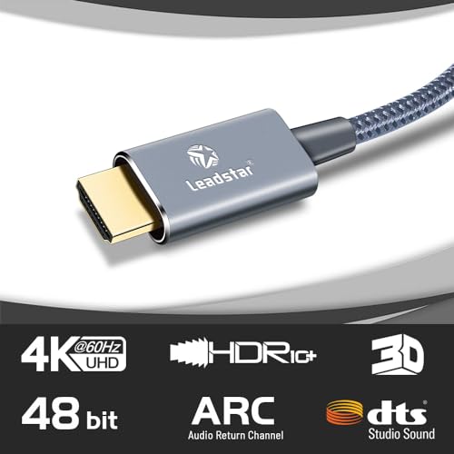 LEADSTAR HDMI Cable 4K 30 ft / 9m, High Speed HDMI 2.0 Cord Braided | 4K@60Hz, Ultra HD, 2160p, ARC, HDR, 3D, HDCP 2.2 | for Xbox, PS5, TV, Laptop, Monitor - size: 30 ft