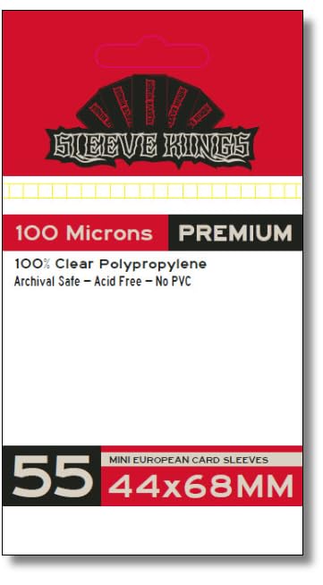 Premium Mini European Card Sleeves (44x68mm) 55 Pack, 100 Micron, SKS-9902
