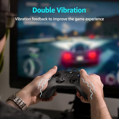 IWGAME Wired Controller for X-BOX/PC, Hall Effect Joysticks&Triggers Gamepad with Turbo, 3.5mm Headphone Jack/Dual Vibration, Compatible with X-BOX One/S/X, X-BOX Series S/X, PC, IOS, Android Platforms(Black, 7.2ft) - color: Black
