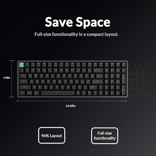 Keychron K4 HE 96% Wireless Hall Effect Keyboard with Number Pad, Rapid Trigger Magnetic Switches, QMK Launcher, 2.4GHz/Bluetooth/Wired, Mac & Windows, Aluminum Frame, Black (Shine-Through) - color: Standard Version Black