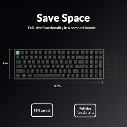 Keychron K4 HE 96% Wireless Hall Effect Keyboard with Number Pad, Rapid Trigger Magnetic Switches, QMK Launcher, 2.4GHz/Bluetooth/Wired, Mac & Windows, Aluminum Frame, Black (Shine-Through) - color: Standard Version Black