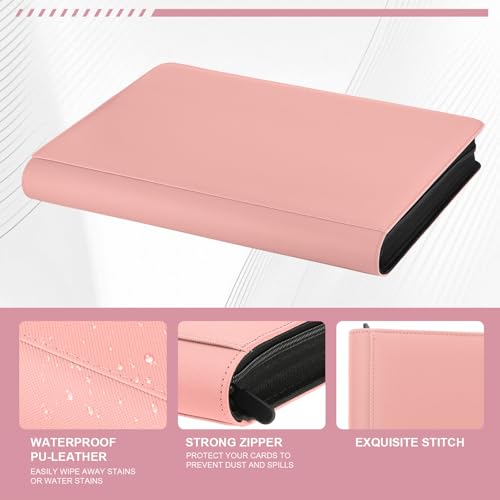 16 Pocket Toploader Binder,Holds 640 TopLoaders (16 Pink) | Top Loader Binder for 3" x 4"Rigid Cards,Sleeves Card Collection Binder,20 Double Sided Pages with Trading & Sports Holder - color: 16Pink