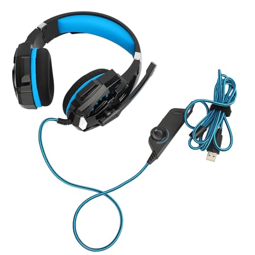 SUNGOOYUE Wired Gaming Headset, OverEar Noise Canceling Headphones with Microphone, Soft Earmuffs for PC, Mobile Phone, Computer, Comfortable Ergonomic Design, Impressive Noise Isolating Microphone,