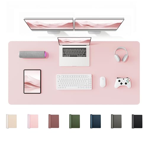 YSAGi 55" x 24" Large PU Leather Desk Mat for Keyboard and Mouse - Waterproof Non-Slip Desk Pad Protector for Office, Home, Writing Desk, Pink - color: Pink, size: 55" x 24"