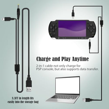 JDGPOKOO 4 in 1 Accessories Kit for PSP 1000/2000/3000, Carrying Case for PSP 1000 2000 3000, 2 Set Screen Protectors and Charging&Date Cable, Compatible with PlayStation Portable 1000/2000/3000 ONLY - size: 4 in 1 psp 1000/2000/3000