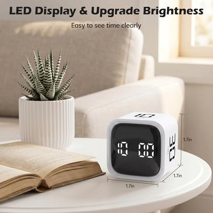 Pomodoro Timer Cube, Productivity Visual Timer Flip, 5/10/30/60 Min Preset Custom Countdown, ADHD Tool Rotating Countdown Stopwatch, Vibrate/High/Low Volume, for Study, Work, Game, Kitchen-White - color: White