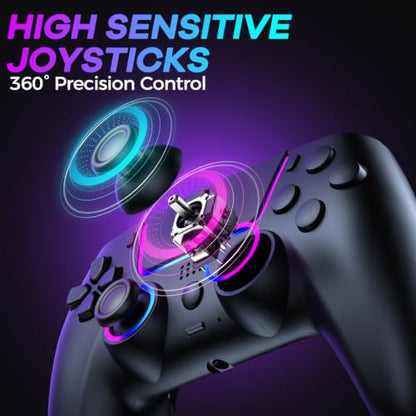 Pogriko Wireless Controller for PS5/Pro/Slim Console for PS5 Controller, Wireless Gamepad with Back Button, Turbo, Dual Vibration, Motion Gyro, 3.5mm Audio Jack, Mic, Speaker