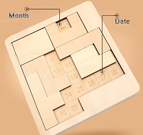 Easter Day Gifts for Him,Daily Calendar Puzzle-Wooden Puzzles for Adults-A Puzzle to Challenge 365+ Date,Chirstmas White Elephant Gifts for Men,Office Logic Puzzles (1 Pack) - style: 1 Pack