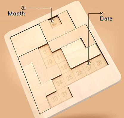 Daily Calendar Puzzle for Adults,A Puzzle to Challenge 365+ Date,Office Logic Wooden Puzzles (2 Pack) - style: 2 Pack