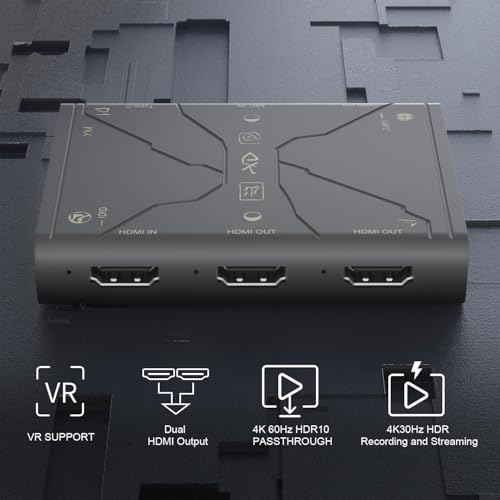 4K Video Capture Card, Stream and Record in 4K30 HDR10,1080P120 with Ultra-Low Latency on Switch/OLED, Steam Deck,Camera in OBS and More
