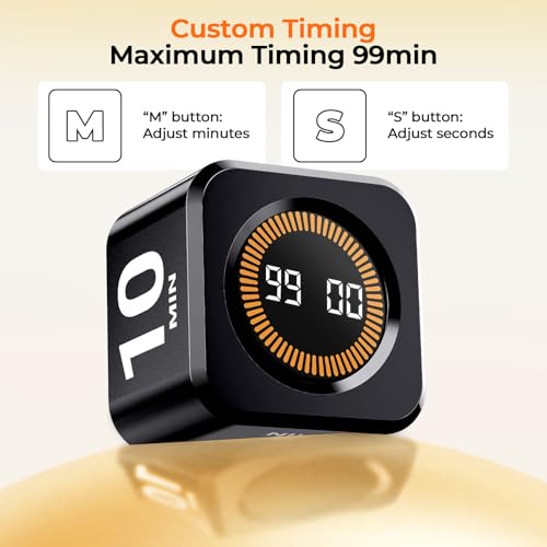 EooCoo Pomodoro Timer, Small Gravity Timer, Visual Countdown 5 10 25 50 | Desk Productivity Flip Timer, ADHD Tool Cube Countdown Stopwatch, for Office, Kitchen, Gym, College School Supplies - style: Visual Display