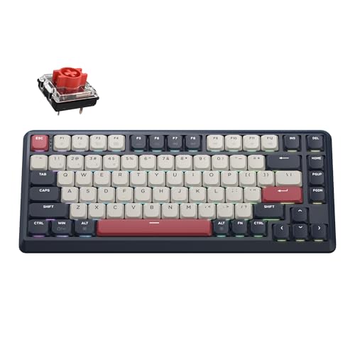 Keychron KJ1 Low Profile Wireless Mechanical Keyboard, 2.4 GHz Bluetooth QMK 75% Layout RGB, Hot-swappable Red Switch Compatible with Mac Windows Linux, 2000mAh Fast Charge for Gaming - Dark Blue - color: Red Switch