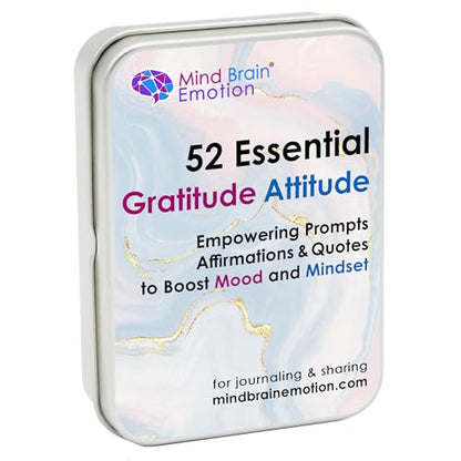 Mind Brain Emotion 52 Essential Gratitude Attitude: Journal & Conversation Cards to Boost Mood & Mindset - Empowering Prompts, Self-Help Affirmations, and Insightful Quotes - for Kids & Adults - style: Gratitude Attitude