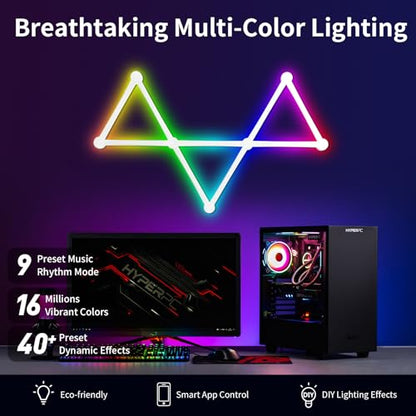 Phylosal Smart WiFi LED Wall Lights, 16M+ Color Dimmable Gaming Light Works with Alexa and Google Assistant, Music Sync, DIY and Timer Feature, RGB Light Bars for Gaming Room, Bedroom (9 Pcs,White)