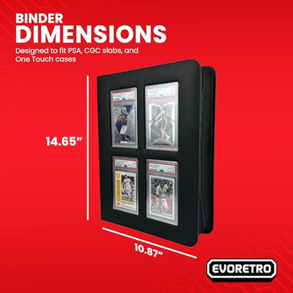 Premium Card Slab Binder – Black Zip Binder for PSA, CGC, CSG, One Touch Slabs - 360° Protection | Trading Card Storage Case (with Display Window) - style: With Display Window