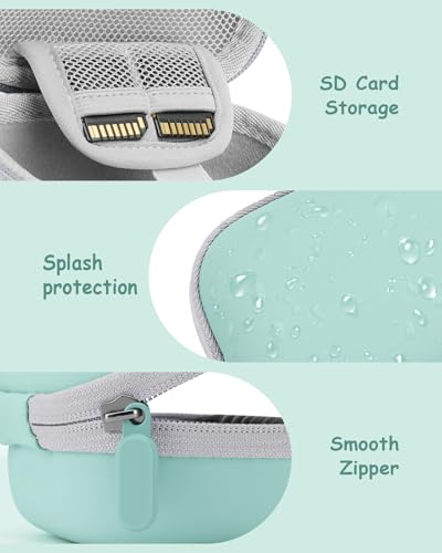 SQERO Camera Case for Digital Camera CAMKORY DC403/KODAK PIXPRO FZ55/FZ45 | SD Card Storage Travel Carry Cute Case Bag Small, Anti-Shock Dot Protection - color: Green