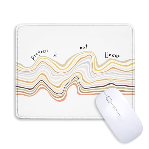 Mental Health Mouse Pad Non-Slip Rubber Base for Desk Laptop Gaming Office for Women, Inspirational Desk Decor for Office Room, Progress is Not Linear Gifts for Women, 8x9.5 Inch - color: Motivational