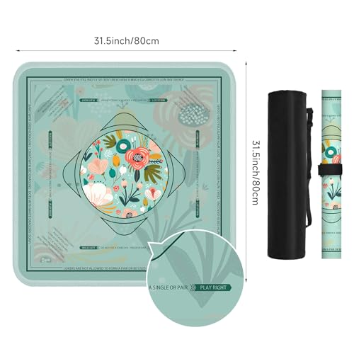 Deyimmei Neoprene Mahjong Mat for Table 31.5"x31.5" - Non-Slip, Noise Reduction Cover with Storage Pockets, American Rules & Crease-Free Rolled Shipping (Tropical Bloom) - style: Tropical Bloom