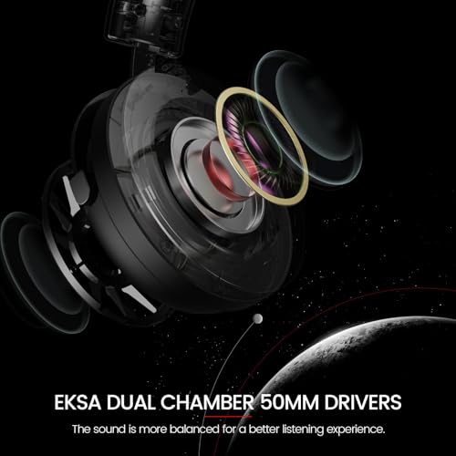 EKSA Gaming Headset with Microphone for PS5 PS4 PC Switch, Over-Ear Headphones with Detachable Noise Cancelling Mic, 50 mm Drivers,3D Stereo Surround Sound, Wired Gaming Headphones-Gift