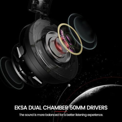 EKSA Gaming Headset with Microphone for PS5 PS4 PC Switch, Over-Ear Headphones with Detachable Noise Cancelling Mic, 50 mm Drivers,3D Stereo Surround Sound, Wired Gaming Headphones-Gift