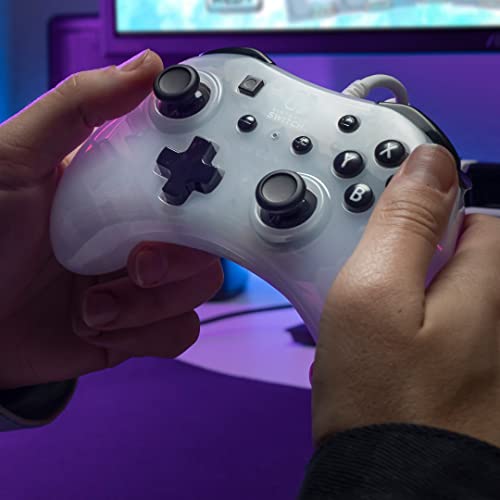 PDP Rock Candy Enhanced Wired Nintendo Switch Pro Controller, Switch Lite/OLED Compatible, Compact Durable Ergonomic Non-Slip Joystick (Frost White) - color: Frost White