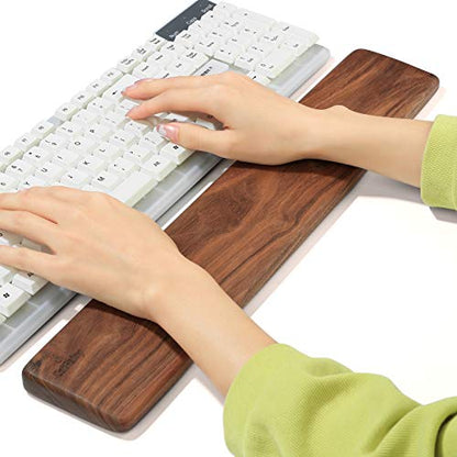 Wooden Keyboard Wrist Rest, Keyboard Wooden Palm Rest，Keyboard Wrist Rest Pad, Walnut Wrist Rest, Solid Wood Mouse Pad Wrist Guard, Wrist Rest Pad, Wrist Pad for Keyboard, (Black Walnut, 17.3in) - color: Black Walnut, size: 17.3in