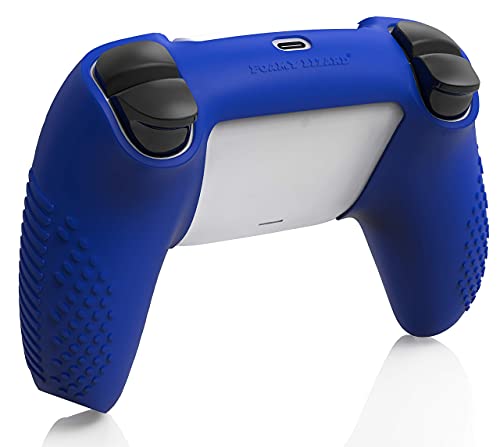 SensePro PS5 Controller Skin Grip, Anti-Slip Studded, Blue | Dock Compatible, Soft Gel Silicone Cover for Playstation 5 Dualsense, Rubber Protector, Raised Thumb Grip Caps - color: Blue