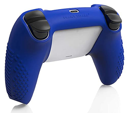 SensePro PS5 Controller Skin Grip, Anti-Slip Studded, Blue | Dock Compatible, Soft Gel Silicone Cover for Playstation 5 Dualsense, Rubber Protector, Raised Thumb Grip Caps - color: Blue