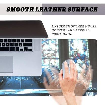 Knight Gaming Mouse Pad Gothic Fantasy Stained Glass Mousepad Extended Large Laptop Keyboard Non-Slip Rubber Base with Stitched Edges Office Computer Keyboard Laptop 31.5x11.8 Inch - color: Knight_12, size: 31.5L x 11.8W inches