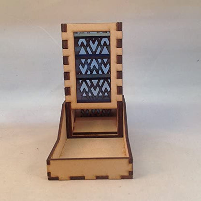 Mini Dice Tower and Tray v4 Medium Blue Acrylic Window Laser Cut MDF Unique Gift