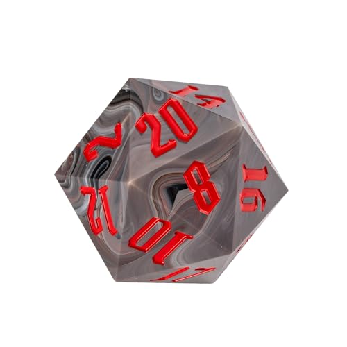 55mm 20 Sided DND Dice, Giant D20 D&D Polyhedral Dice Large D20 with Die Gift Box for D&D,RPG Table Games (Black with White/Red Number) - color: Black With White/Red Number