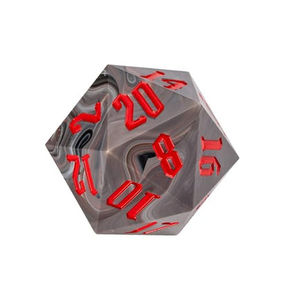 55mm 20 Sided DND Dice, Giant D20 D&D Polyhedral Dice Large D20 with Die Gift Box for D&D,RPG Table Games (Black with White/Red Number) - color: Black With White/Red Number