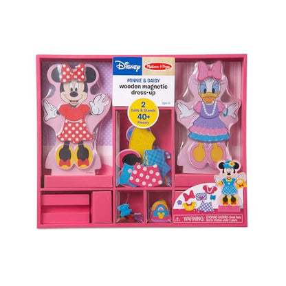 Melissa & Doug Disney Minnie Mouse & Daisy Duck Magnetic Dress-Up Wooden Dolls – Pretend Play Set (40+ pcs) Minnie Mouse Toys, Disney Dress Up Dolls for Preschoolers & Kids Ages 3+ - size: 1.13 x 13.5 x 11.13 inches, style: Minnie & Daisy