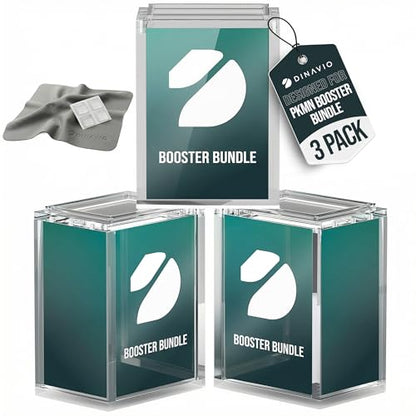Dinavio Crafthouse 3 Pack PKMN Booster Bundle Acrylic Case with Stackable Grooves - 8mm+5mm, N52 Magnets - Compatible Up to Phantasmal Flames (Excludes Ascended Heroes & Perfect Order) 3 Pack - size: Standard Size 3.9" x 2.2" x 3.1"