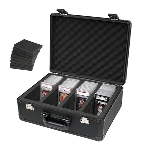 STUFFSTASH Graded Card Storage Case – Fits 180+ PSA, GMA, BGS, SGC Slabs – TSA Approved Combination Lock, Reinforced Corners, Removable Foam Dividers, Trading Card Collector Box