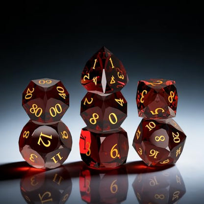 Crystal Amethyst Polyhedral Dice Set for DND (7-Piece) - Hand-Polished Gemstone Gaming Dice for Dungeons and Dragons & Tabletop RPGs, with Gift Case - color: Sj-003