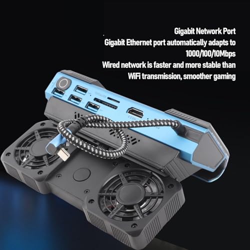 9 in 1 Docking Station for Steam Deck with RGB, 4K@60Hz HDMI, Gigabit Ethernet, USB C PD 100W, Dual Cooling Fan Dock for Handheld Gaming Consoles