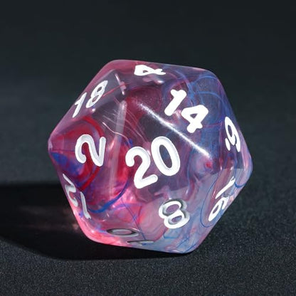 7-Die DND Dice Set Polyhedral Dice Set with a Leather Dice Bag, D&D Dice Set for RPG Table Games (Transparent Blue Mix Red) - color: Blue Mix Red