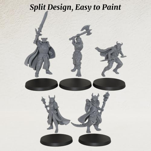 AUSPDICE Fantasy RPG Accessory Figurine Set for Dungeon Masters & TTRPG Players, 25mm Scale Tabletop Unpainted Miniatures Pack- Dragonborn Adventurer AS1008