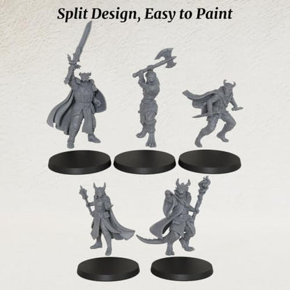 AUSPDICE Fantasy RPG Accessory Figurine Set for Dungeon Masters & TTRPG Players, 25mm Scale Tabletop Unpainted Miniatures Pack- Dragonborn Adventurer AS1008