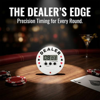 Digital Poker Timer and Dealer Button, Professional Blind Level Countdown Clock with Suit Patterns, Large LCD Display Electronic Timer for, Home Card Game and Tournaments